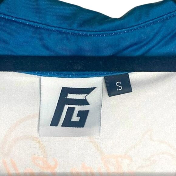 Flyte Golf Sz Sm White Dolphin Waves Sweat Resistance Wicking Dri Fit Golf Polo - Picture 4 of 4